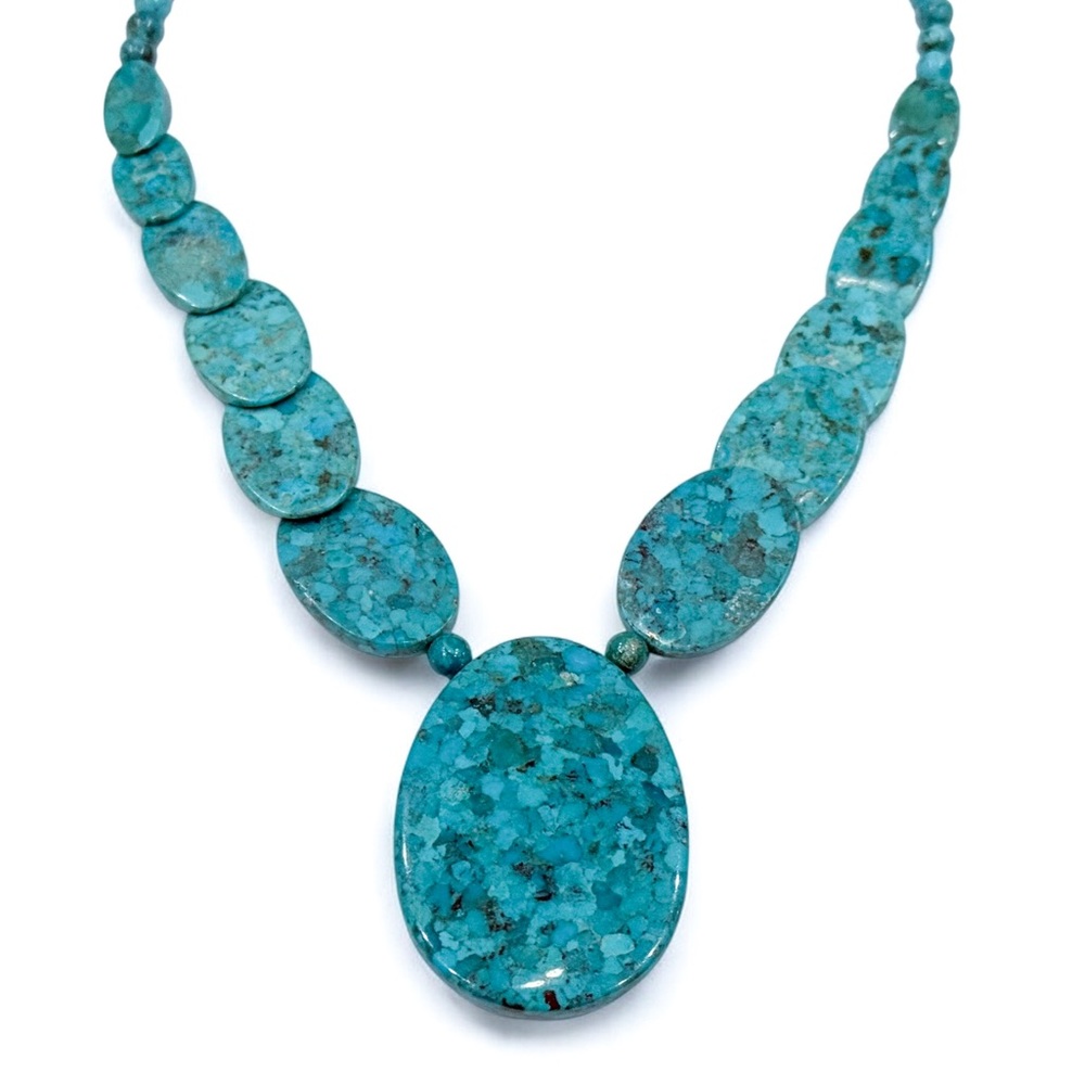 Jay King Turquoise Blue 18" Oval Pendant Style Necklace Sterling 925